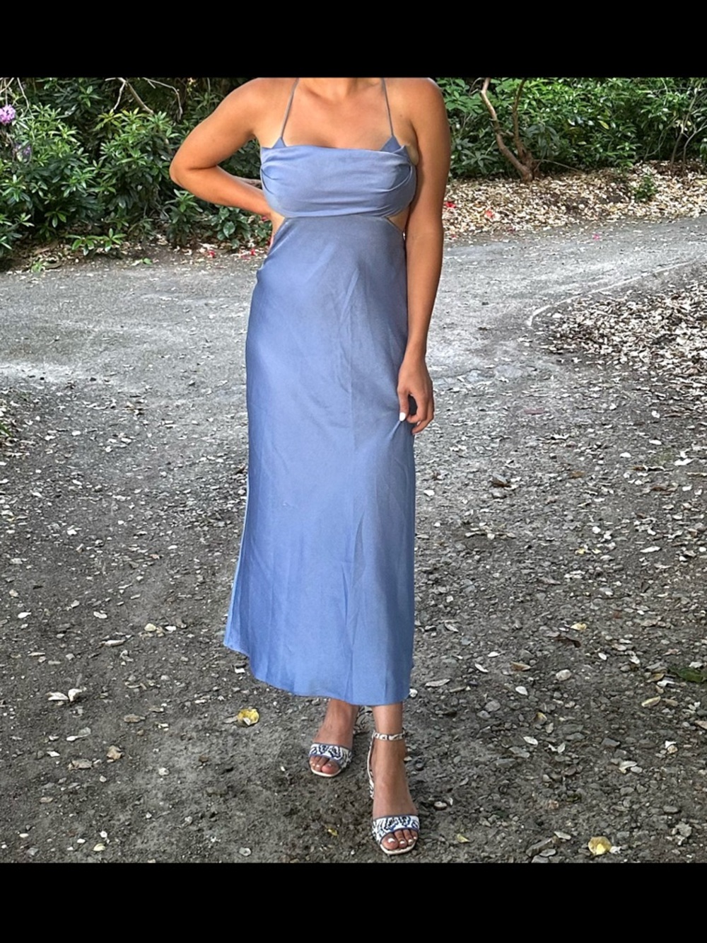 Hello Molly Satin Slip Dress in Periwinkle